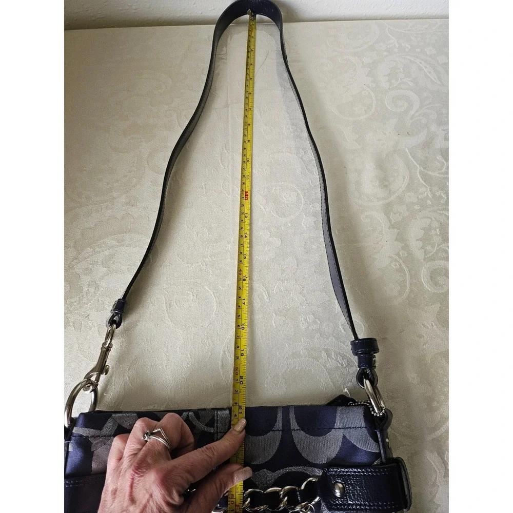 Coach Moto Optic Metallic Chain Navy‎ Signature Jacquard Silver/Blue